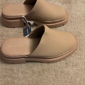 American Eagle Outfitters Tan Mules with Chunky Sole